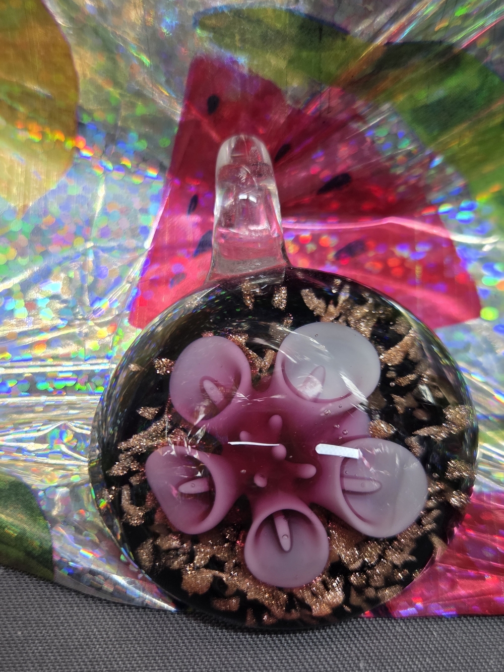 Handmade Pink Glass Flower Pendant Necklace